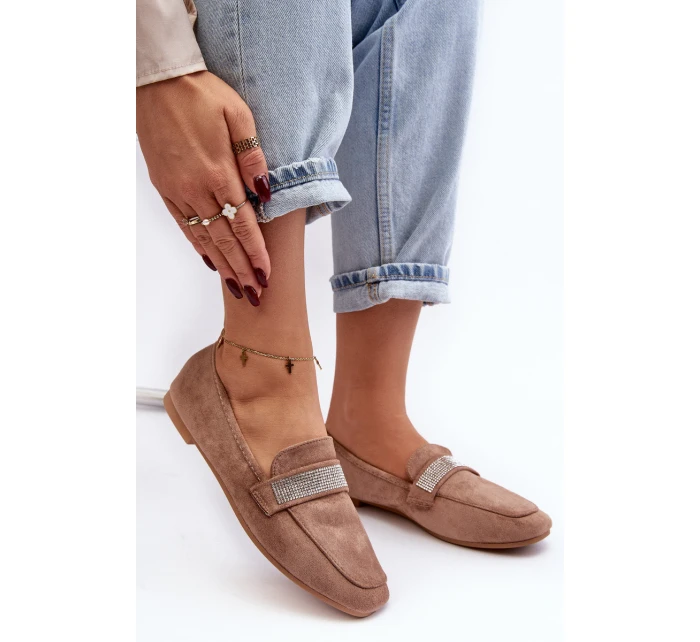 Dámské Mokasíny S Cyrkoniemi Světle Hnědé Ralrika Dámské Mokasíny S Cyrkoniemi Světle Hnědé Ralrika