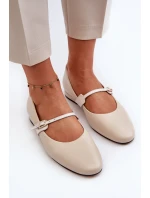 Dámské kožené na ploché podrážce  béžové model 21656270 - Laura Messi