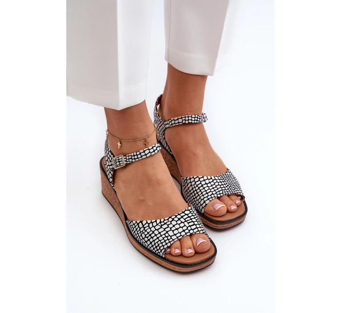 Dámské sandály Na Klinu Sergio Leone SK303 Černobílé