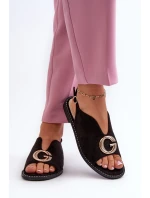 Elegantní dámské sandály s ozdobou z  Černé model 21659535 - S.Barski