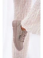 Kožené Sportovní Boty Tenisky Na Platformě Se Zipem Vinceza 88019 Tmavě Béžové Kožené Sportovní Boty Tenisky Na Platformě Se Zipem Vinceza 88019 Tmavě Béžové