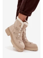 Dámské sněhule s kožíškem Béžové Irmara Dámské sněhule s kožíškem Béžové Irmara