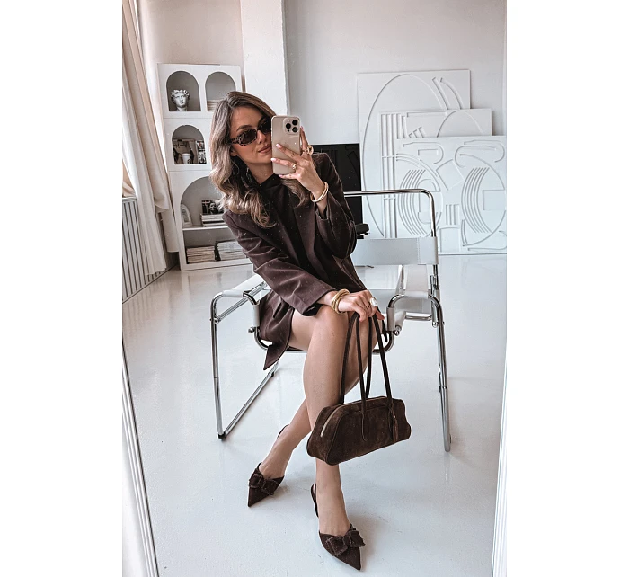 Dámské sandály na podpatku s mašlí Čokoládové Hestia