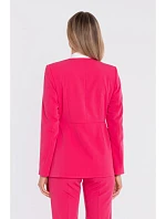 S432 Elegantní sako s ozdobnou mašlí - růžové