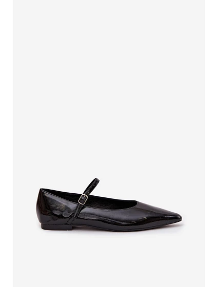 Lakované baleríny s páskem černé model 22353078 - SWEET SHOES