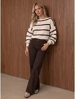 Dámské baggy džíny s vysokým pasem, hnědé, FashionStreet UY3197 Dámské baggy džíny s vysokým pasem, hnědé, FashionStreet UY3197