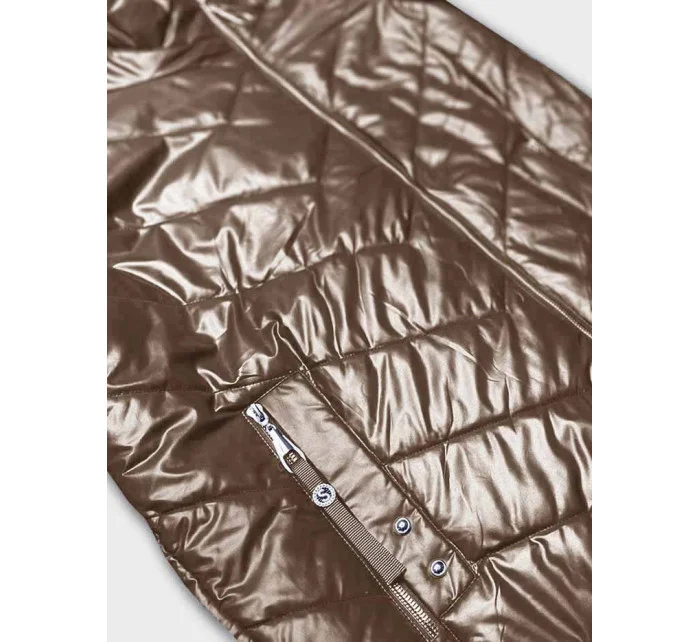 Tmavě béžová dámská bunda s asymetrickým zipem (B8087-46046) Tmavě béžová dámská bunda s asymetrickým zipem (B8087-46046)