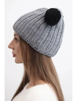 Dámská zimní pletená čepice s bambulí K433 tmavě šedá Dámská zimní pletená čepice s bambulí K433 tmavě šedá