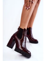 Lakované boty vzor na sloupku Burgundy model 21600620 - Boto