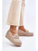 Kůže Wedge Mokasíny Béžove Felicita
