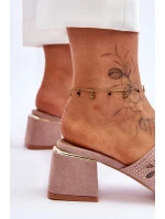 S.Barski Síťované pantofle na podpatku KV-612-1 Nude