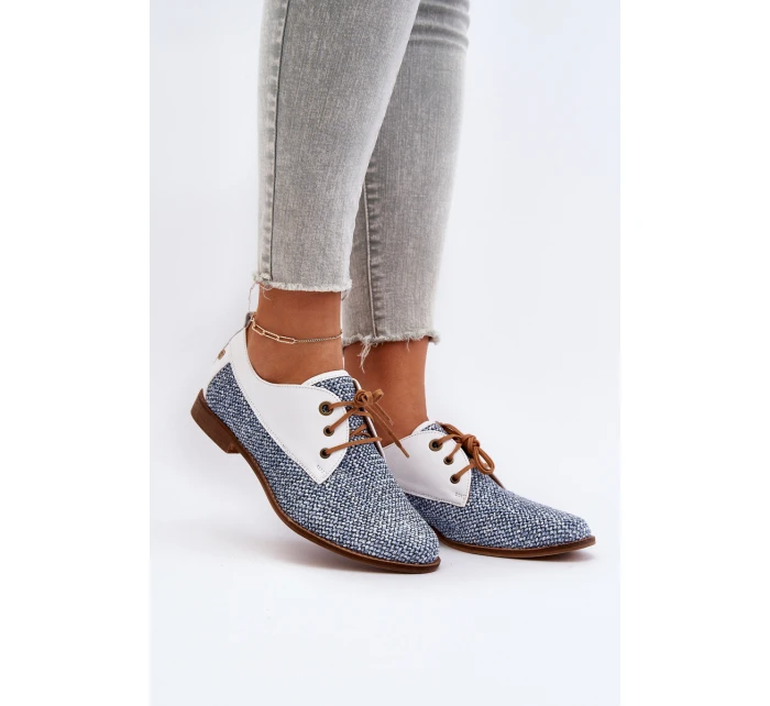 Dámské Kožené Polobotky Na Ploché Podrážce Maciejka 06461-17 Modré