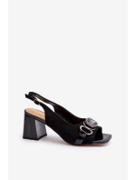 Dámské sandály na podpatku s ozdobou černé D&A model 21655872 - S.Barski