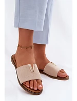 Dámské ploché nazouváky s ozdobným detailem V béžové model 22111384 - Boto