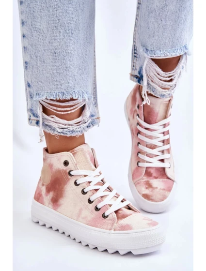 Dámské vysoké tenisky Big Star - béžová/růžová Dámské vysoké tenisky Big Star - béžová/růžová