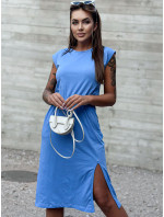 Modré ležérní šaty MAYFLIES s rozparkem