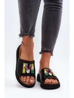 Dámské kožené pantofle s černým zdobením Asames