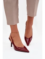 Dámské lakované lodičky na jehlovém podpatku Phelia – bordové Dámské lakované lodičky na jehlovém podpatku Phelia – bordové