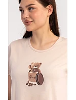 Dámské domácí šaty s krátkým rukávem Méďa Coffee