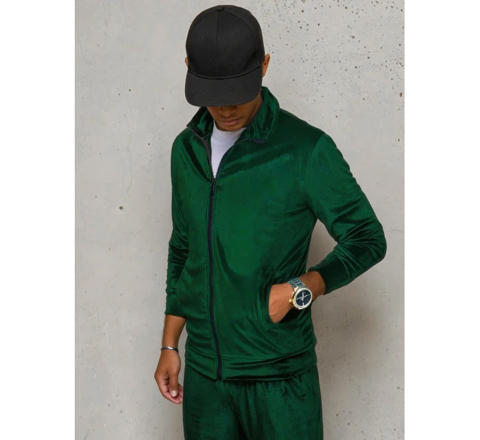 Pánská zelená velurová mikina FashionStreet BX5536