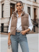 BEEWARM dámská vesta z ovčí kůže v barvě camel FashionStreet TY3800