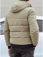 Pánská prošívaná zimní bunda s kapucí béžová FashionStreet TX4838