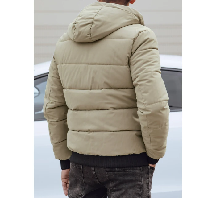 Pánská prošívaná zimní bunda s kapucí béžová FashionStreet TX4838