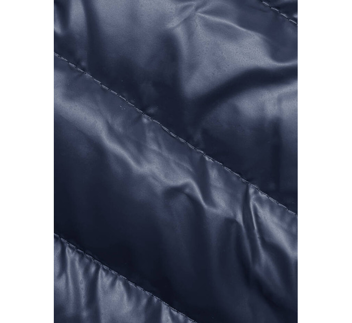 Tmavě modrá dámská prošívaná bunda s kapucí (16M9105-215)