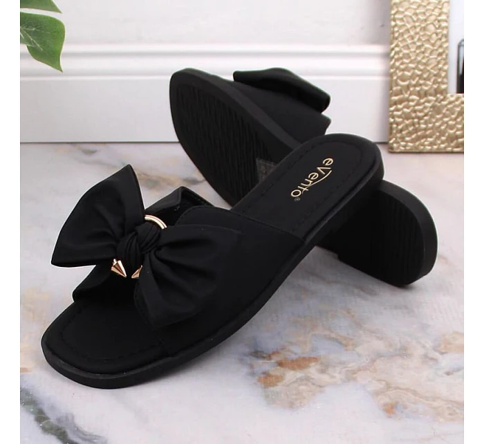 Dámské ploché žabky s mašlí černé eVento model 22096558 Dámské ploché žabky s mašlí černé eVento model 22096558