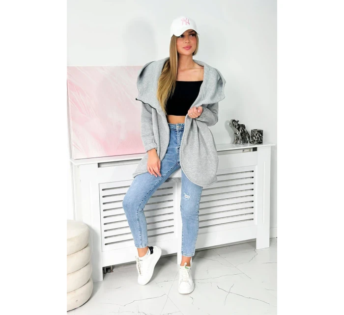 Šedá mikina s krátkým zipem