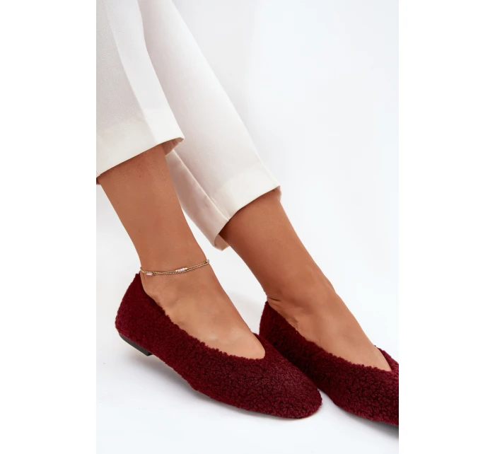 Dámské baleríny s kožíškem typu beránek Zimira – bordové