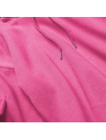 Krátká růžová dámská tepláková mikina se stahovacími lemy (26030)