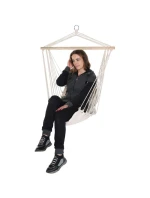 BRAZILSKÁ ZÁVĚSNÁ SEDAČKA HAMAK 100x50 cm PŘÍRODNÍ S VSTŘÍCNÝM PUSHEM BÍLÁ