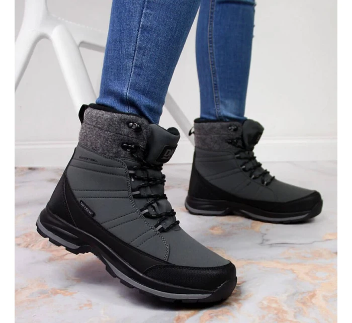 Zimní sněhové boty nepromokavé šedé DK Zimní sněhové boty nepromokavé šedé DK