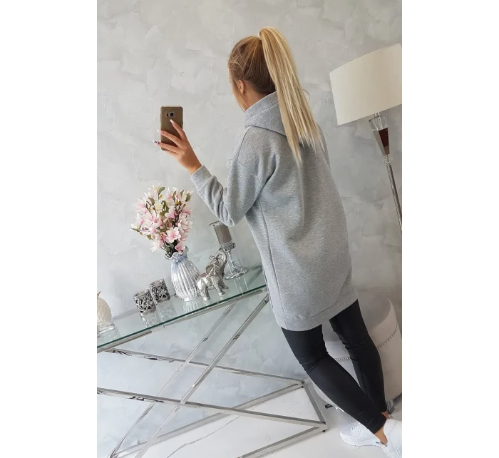 Mikina s kapucí a nášivkami šedá