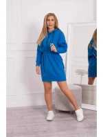Zateplené šaty s kapucí chrpově modré Zateplené šaty s kapucí chrpově modré