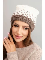 Dámská zimní čepice z vlny s krystaly model 21750450 grafitová - K-Fashion Dámská zimní čepice z vlny s krystaly model 21750450 grafitová - K-Fashion