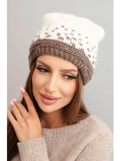 Dámská zimní čepice z vlny s krystaly model 21750450 grafitová - K-Fashion