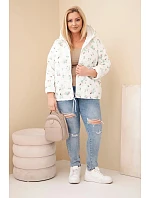 Dámská jarní bunda Plus Size s drobným květinovým vzorem mentolová