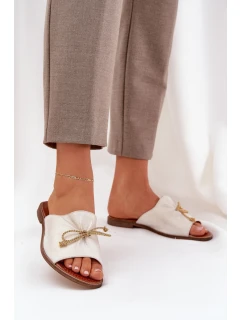 Kožené Ploché Elegantní Sandály S Mašlí Lewski Zlaté model 21684466 - Boto