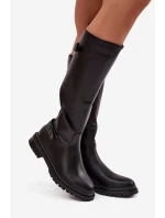 dámské kozačky na nízkém podpatku s přezkami Černé model 21714944 - Boto