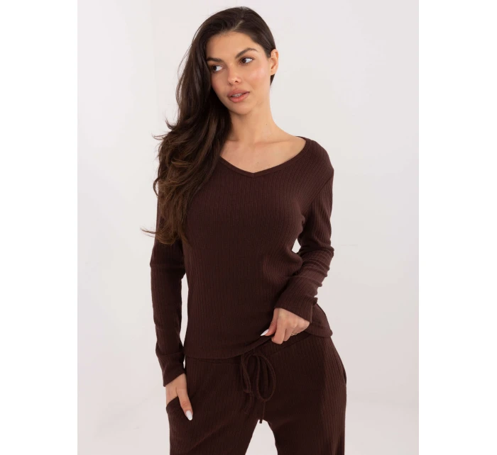 Sweter SM SW model 21771760 ciemny brązowy - FPrice Sweter SM SW model 21771760 ciemny brązowy - FPrice