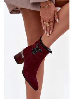 Dámské zateplené kotníkové boty z přírodního semiše D&A - bordó