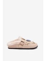 Dámské domácí pantofle se sponou a kožíškem – béžové Thalora Dámské domácí pantofle se sponou a kožíškem – béžové Thalora