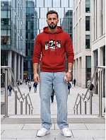 Pánská mikina s kapucí a potiskem TOKYO, červená, FashionStreet NX5146BX