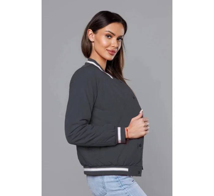 Dámská bunda typu bomber v grafitové barvě model 18172044 - J.STYLE