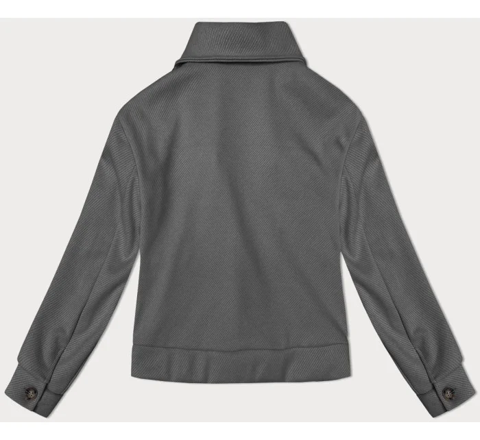 Volná šedá pruhovaná žebrovaná bunda s límcem (244003)