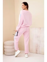 Dámský viskózový máslový komplet s lampasy pudrově růžová