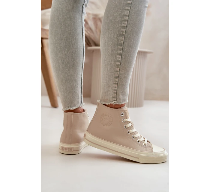 Dámské Tenisky Z Eko Kůže Béžové Big Star OO274934 Dámské Tenisky Z Eko Kůže Béžové Big Star OO274934