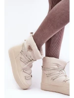 Dámské boty do sněhu na platformě se šněrováním v béžové barvě Dámské boty do sněhu na platformě se šněrováním v béžové barvě